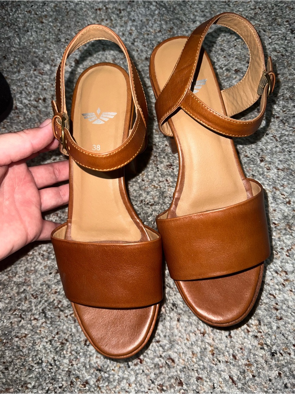FORTRESS OF INCA Cognac Leather Slingback Sandals